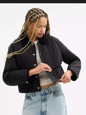 coach nwt cropped quilted jacket - small